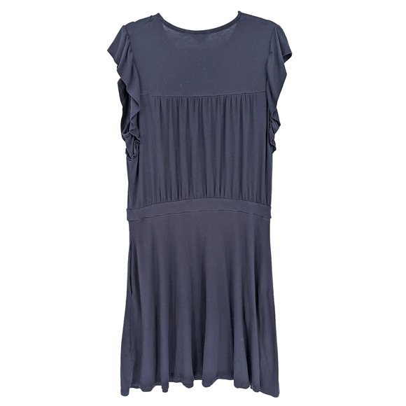 Boden Navy Ruffle Sleeve Pleated Preppy Classic Coquette Viscose Mini Dress 12 - Picture 4 of 11